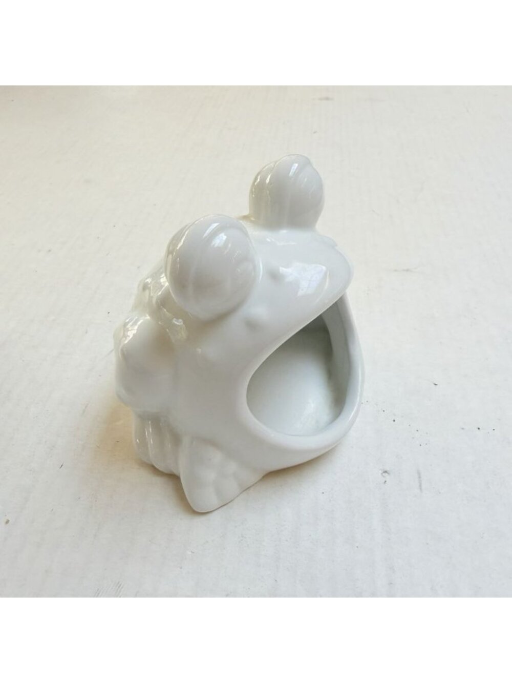 Boston Warehouse‎ Frog Sponge Holder White Ceramic Green Eyes Caddy Retro Kitsch